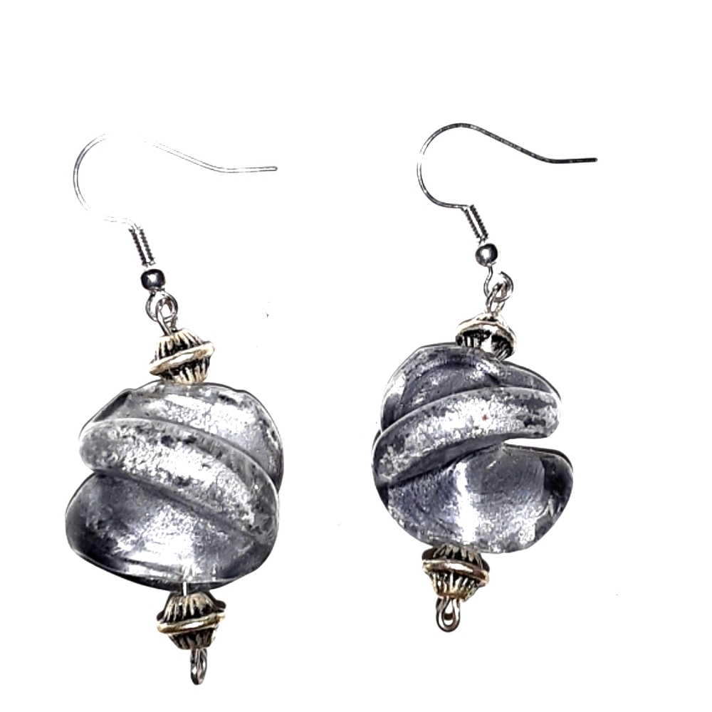 Fancy Dazzling Silvertone Handmade Earrings